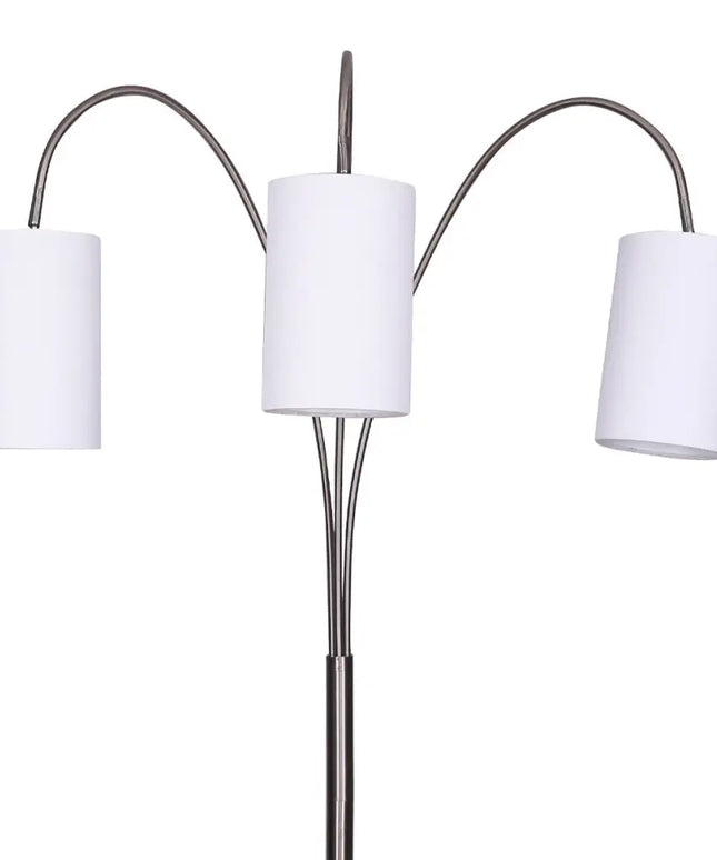 Sarantino 3-Light Metal Arc Floor Lamp - Nickel & Marble Finish-Home & Garden > Lighting-Koala Lamps and Lighting