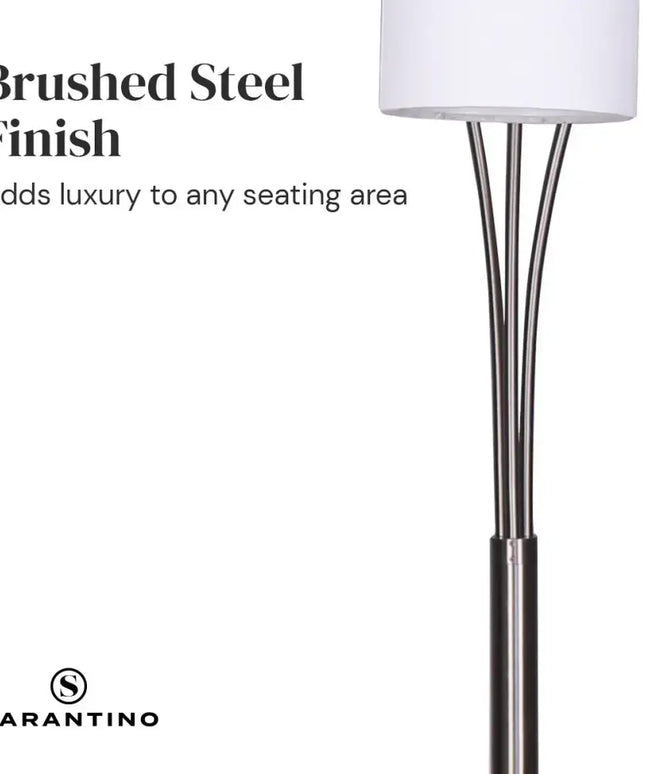 Sarantino 3-Light Metal Arc Floor Lamp - Nickel & Marble Finish-Home & Garden > Lighting-Koala Lamps and Lighting