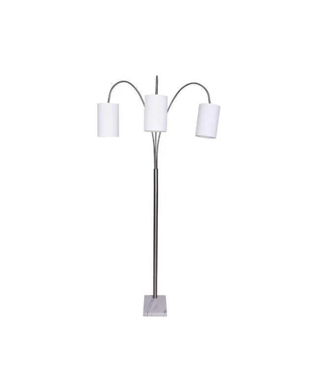 Sarantino 3-Light Metal Arc Floor Lamp - Nickel & Marble Finish-Home & Garden > Lighting-Koala Lamps and Lighting