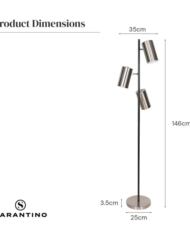 Sarantino 3-Shade Metal Floor Lamp Nickel & Matte Black Finish-Home & Garden > Lighting-Koala Lamps and Lighting