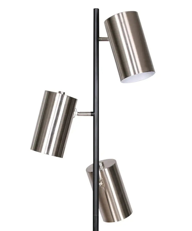 Sarantino 3-Shade Metal Floor Lamp Nickel & Matte Black Finish-Home & Garden > Lighting-Koala Lamps and Lighting