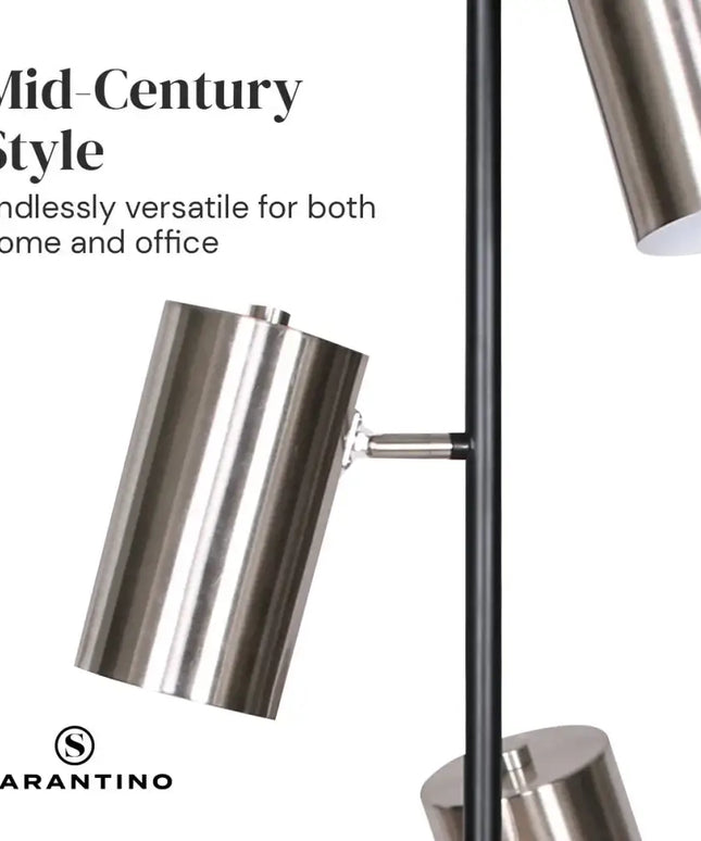 Sarantino 3-Shade Metal Floor Lamp Nickel & Matte Black Finish-Home & Garden > Lighting-Koala Lamps and Lighting