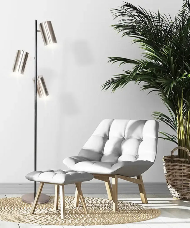 Sarantino 3-Shade Metal Floor Lamp Nickel & Matte Black Finish-Home & Garden > Lighting-Koala Lamps and Lighting