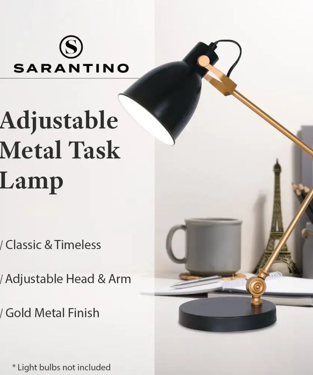 Sarantino Adjustable Metal Table Lamp In Black And Gold-Home & Garden > Lighting-Koala Lamps and Lighting