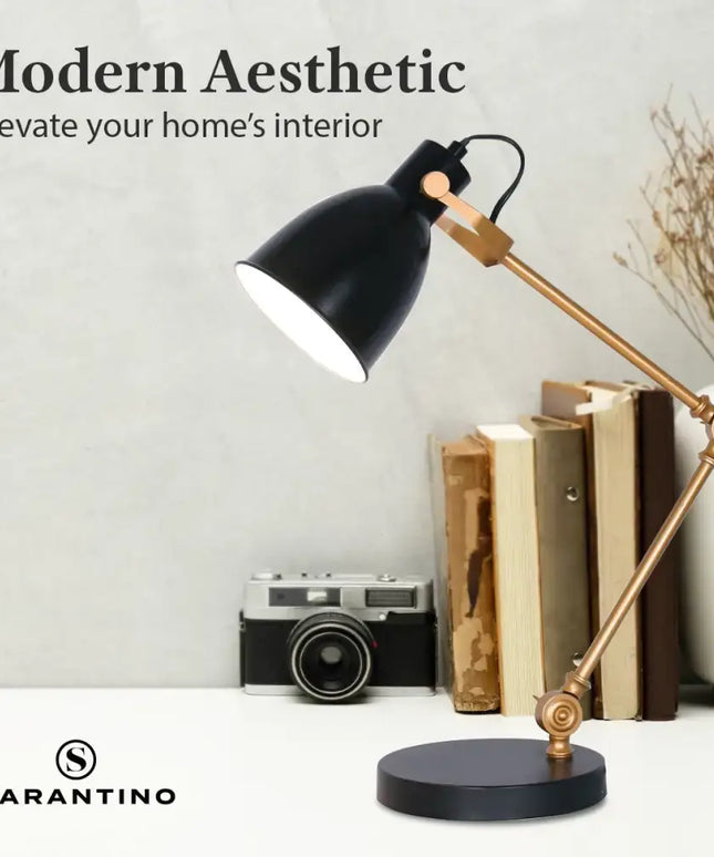 Sarantino Adjustable Metal Table Lamp In Black And Gold-Home & Garden > Lighting-Koala Lamps and Lighting