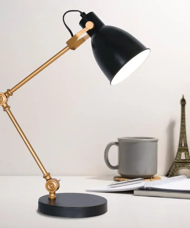 Sarantino Adjustable Metal Table Lamp In Black And Gold-Home & Garden > Lighting-Koala Lamps and Lighting