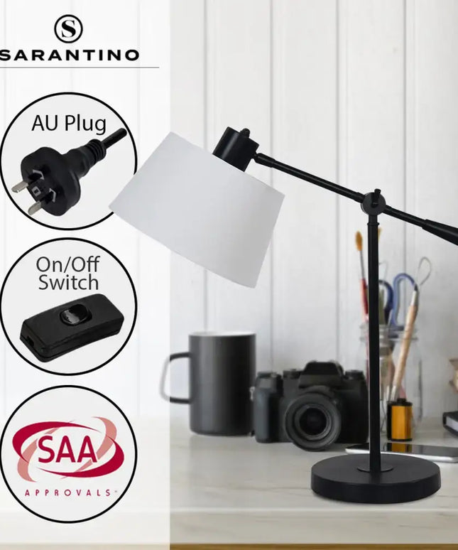 Sarantino Adjustable Metal Table Lamp In Black-Home & Garden > Lighting-Koala Lamps and Lighting