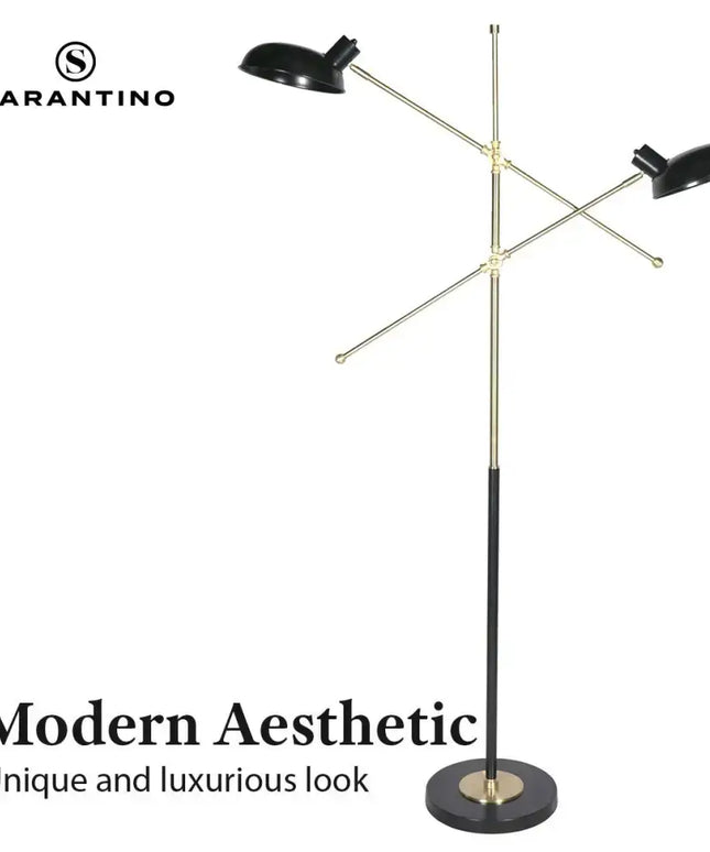 Sarantino Adjustable Two Light Lamp Black and Gold Finish-Home & Garden > Lighting-Koala Lamps and Lighting