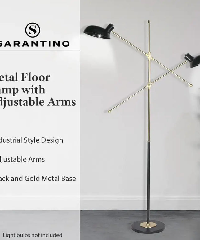 Sarantino Adjustable Two Light Lamp Black and Gold Finish-Home & Garden > Lighting-Koala Lamps and Lighting