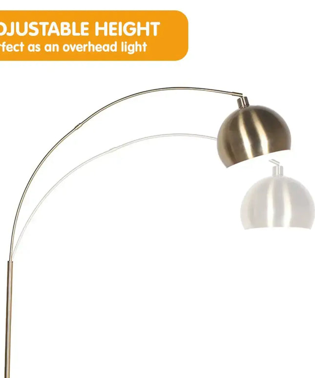 Sarantino Arc Floor Lamp Antique Brass Finish with Marble Base-Home & Garden > Lighting-Koala Lamps and Lighting