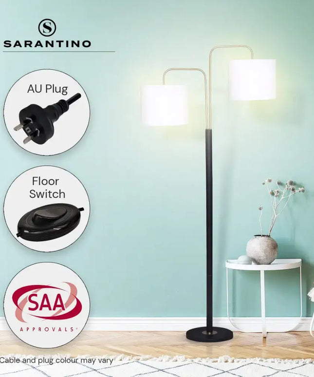 Sarantino Black/Brass Finish Reading Light Electric Table Lamp-Home & Garden > Lighting-Koala Lamps and Lighting