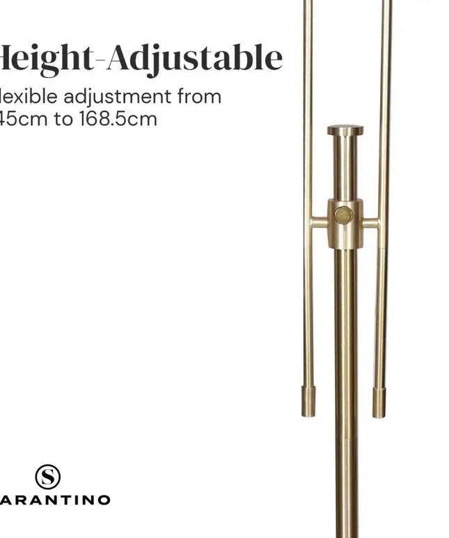 Sarantino Brushed Gold Height-Adjustable Metal Floor Lamp-Home & Garden > Lighting-Koala Lamps and Lighting