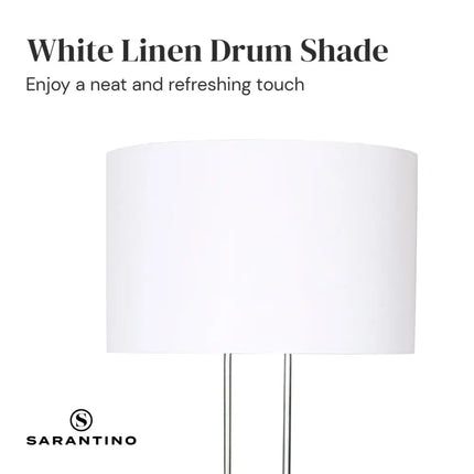 Sarantino Brushed Nickel Height-Adjustable Metal Floor Lamp-Home & Garden > Lighting-Koala Lamps and Lighting