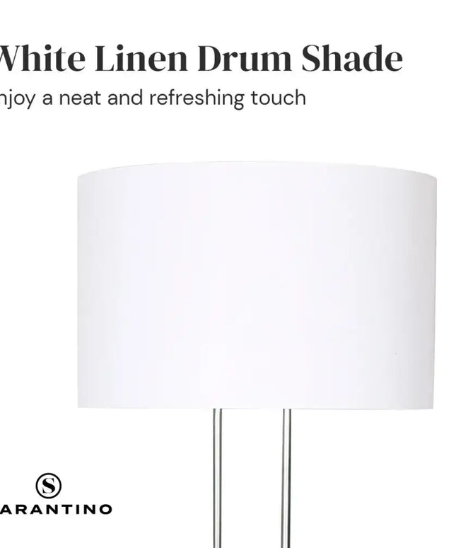 Sarantino Brushed Nickel Height-Adjustable Metal Floor Lamp-Home & Garden > Lighting-Koala Lamps and Lighting