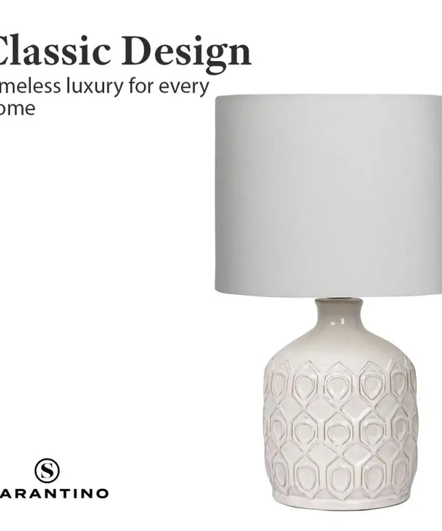 Sarantino Ceramic Table Lamp In Cream-Home & Garden > Lighting-Koala Lamps and Lighting