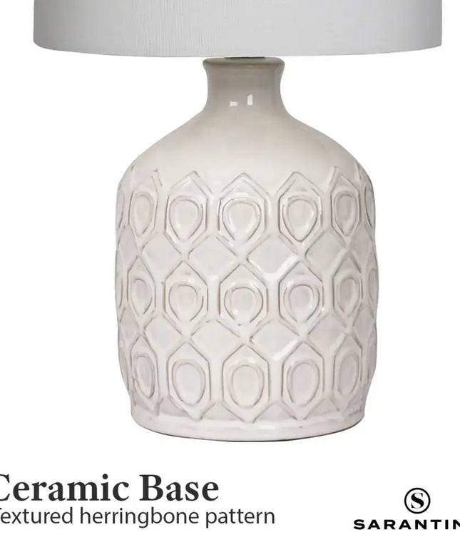 Sarantino Ceramic Table Lamp In Cream-Home & Garden > Lighting-Koala Lamps and Lighting