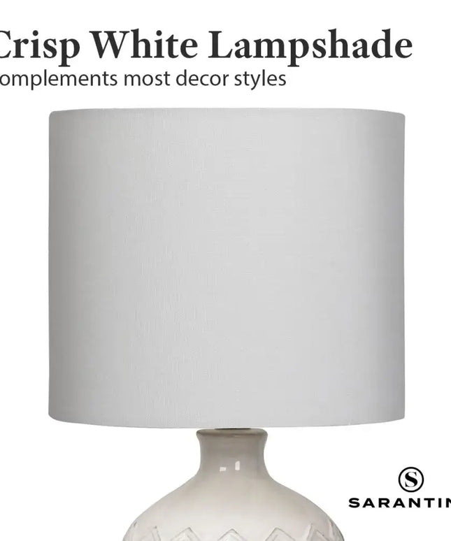 Sarantino Ceramic Table Lamp In Cream-Home & Garden > Lighting-Koala Lamps and Lighting