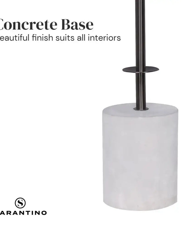 Sarantino Concrete & Metal Table Lamp with Off-White Linen Shade-Home & Garden > Lighting-Koala Lamps and Lighting