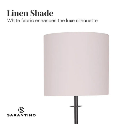 Sarantino Concrete & Metal Table Lamp with Off-White Linen Shade-Home & Garden > Lighting-Koala Lamps and Lighting