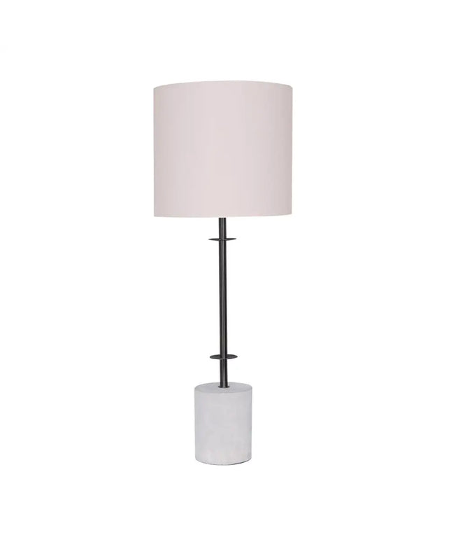 Sarantino Concrete & Metal Table Lamp with Off-White Linen Shade-Home & Garden > Lighting-Koala Lamps and Lighting