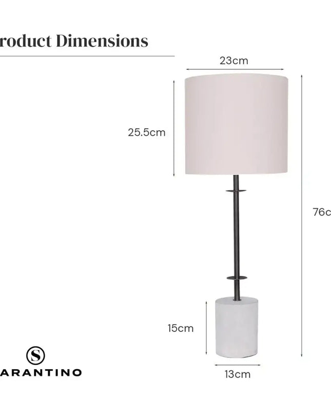 Sarantino Concrete & Metal Table Lamp with Off-White Linen Shade-Home & Garden > Lighting-Koala Lamps and Lighting
