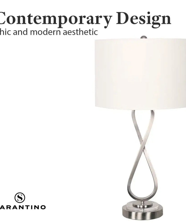 Sarantino Contemporary Table Lamp In Nickel Finish-Home & Garden > Lighting-Koala Lamps and Lighting