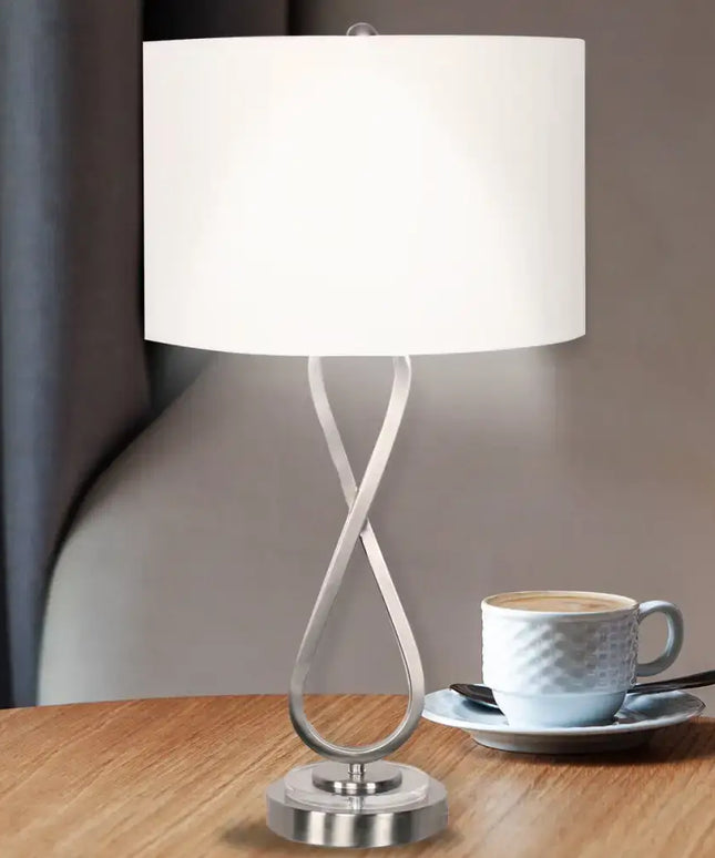 Sarantino Contemporary Table Lamp In Nickel Finish-Home & Garden > Lighting-Koala Lamps and Lighting