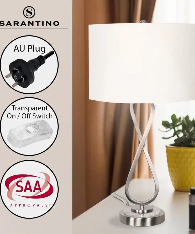 Sarantino Contemporary Table Lamp In Nickel Finish-Home & Garden > Lighting-Koala Lamps and Lighting