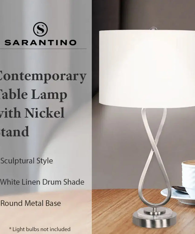 Sarantino Contemporary Table Lamp In Nickel Finish-Home & Garden > Lighting-Koala Lamps and Lighting
