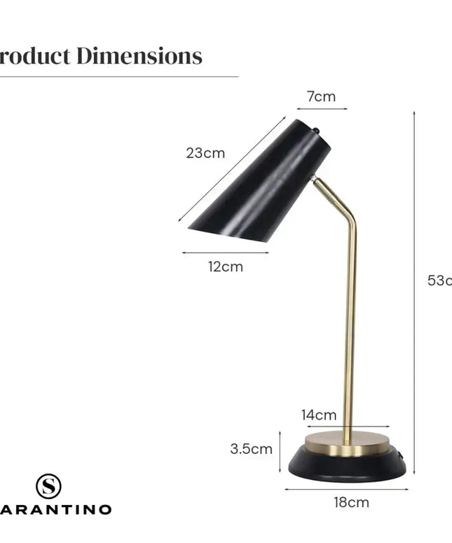 Sarantino Electric Reading Light Table Lamp Brass Finish - Black-Home & Garden > Lighting-Koala Lamps and Lighting