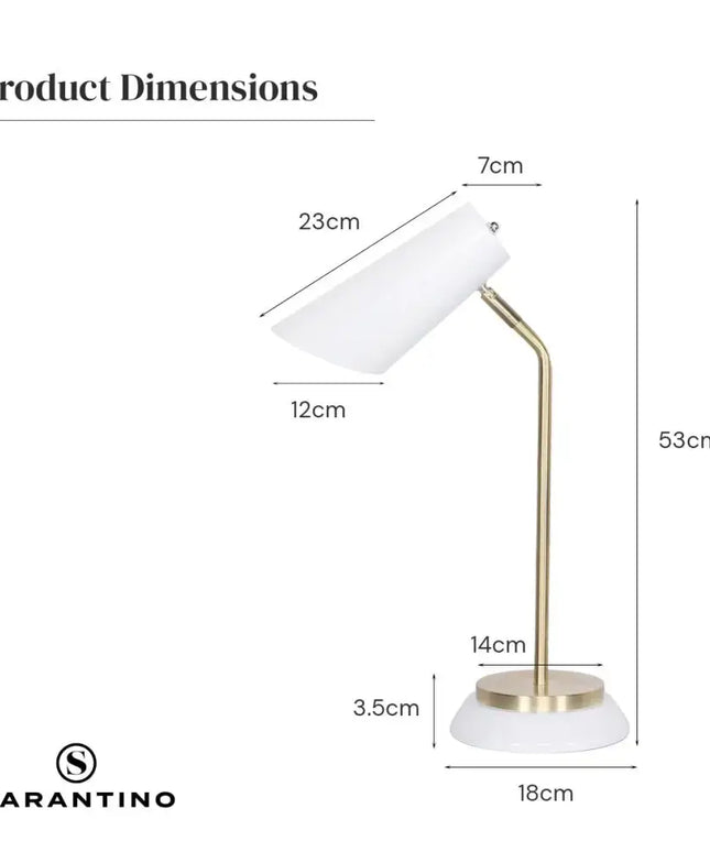 Sarantino Electric Reading Light Table Lamp Brass Finish - White-Home & Garden > Lighting-Koala Lamps and Lighting