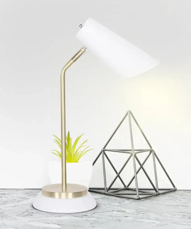 Sarantino Electric Reading Light Table Lamp Brass Finish - White-Home & Garden > Lighting-Koala Lamps and Lighting