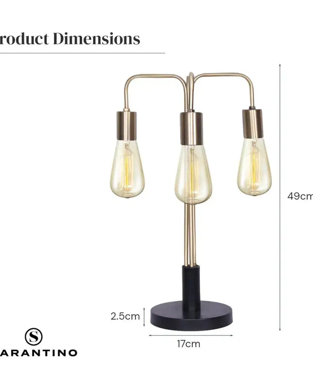 Sarantino Exposed Bulb Industrial Table Lamp-Home & Garden > Lighting-Koala Lamps and Lighting