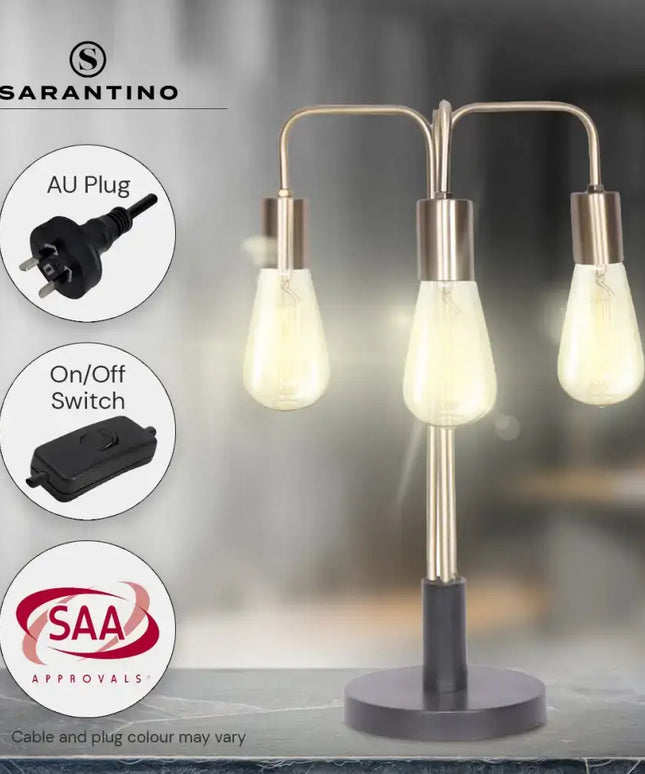 Sarantino Exposed Bulb Industrial Table Lamp-Home & Garden > Lighting-Koala Lamps and Lighting