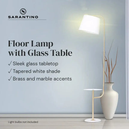 Sarantino Glass End Brass Finish Table Top Floor Lamp-Home & Garden > Lighting-Koala Lamps and Lighting