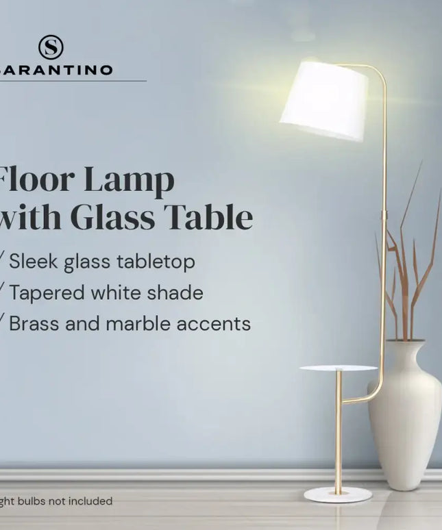 Sarantino Glass End Brass Finish Table Top Floor Lamp-Home & Garden > Lighting-Koala Lamps and Lighting