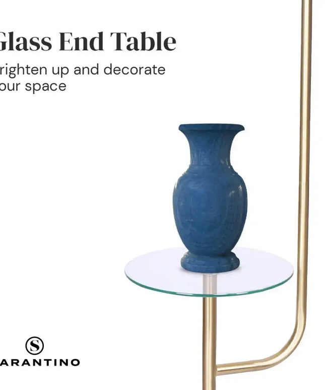 Sarantino Glass End Brass Finish Table Top Floor Lamp-Home & Garden > Lighting-Koala Lamps and Lighting