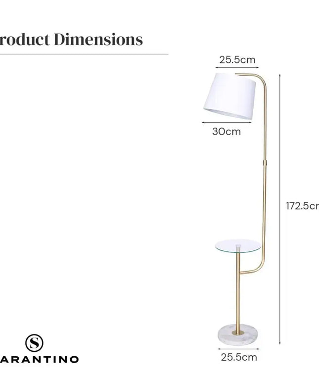 Sarantino Glass End Brass Finish Table Top Floor Lamp-Home & Garden > Lighting-Koala Lamps and Lighting
