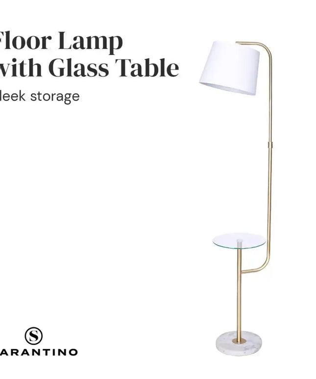Sarantino Glass End Brass Finish Table Top Floor Lamp-Home & Garden > Lighting-Koala Lamps and Lighting
