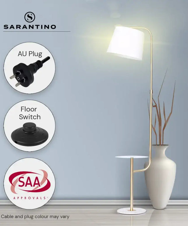 Sarantino Glass End Brass Finish Table Top Floor Lamp-Home & Garden > Lighting-Koala Lamps and Lighting