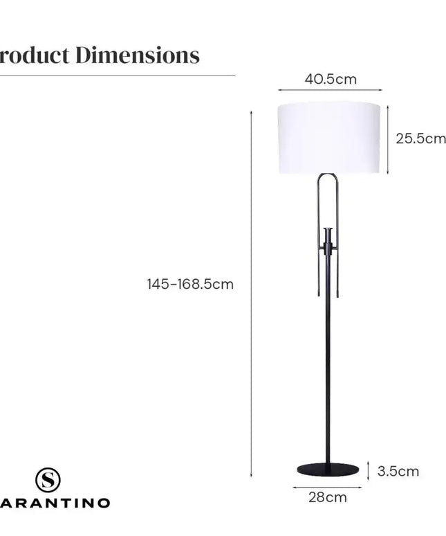 Sarantino Height-Adjustable Metal Floor Lamp Matte Black-Home & Garden > Lighting-Koala Lamps and Lighting