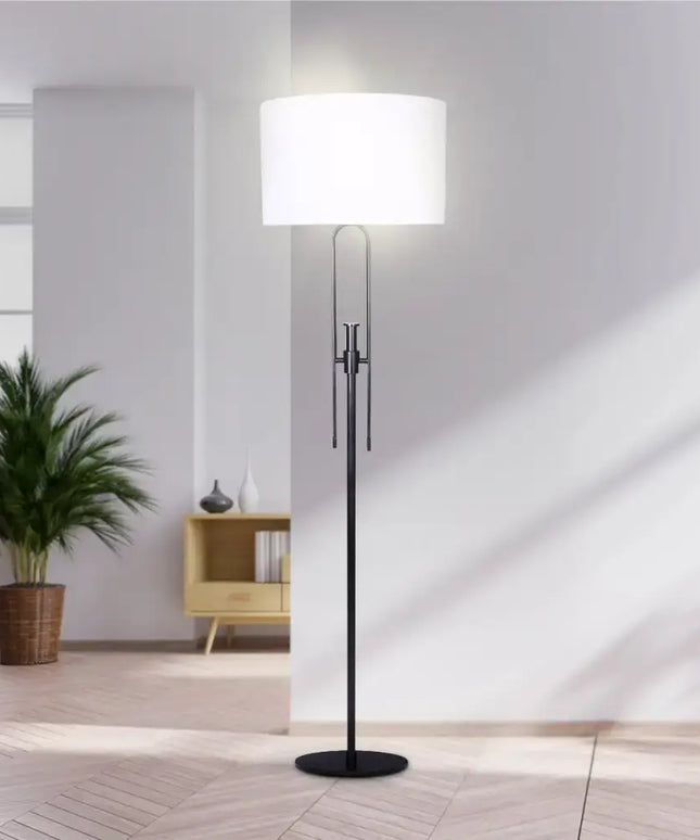 Sarantino Height-Adjustable Metal Floor Lamp Matte Black-Home & Garden > Lighting-Koala Lamps and Lighting