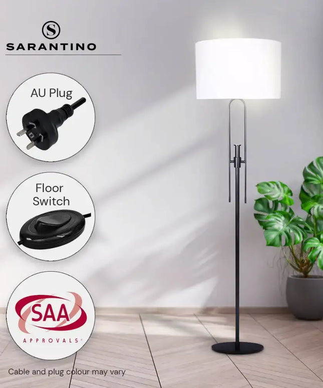 Sarantino Height-Adjustable Metal Floor Lamp Matte Black-Home & Garden > Lighting-Koala Lamps and Lighting