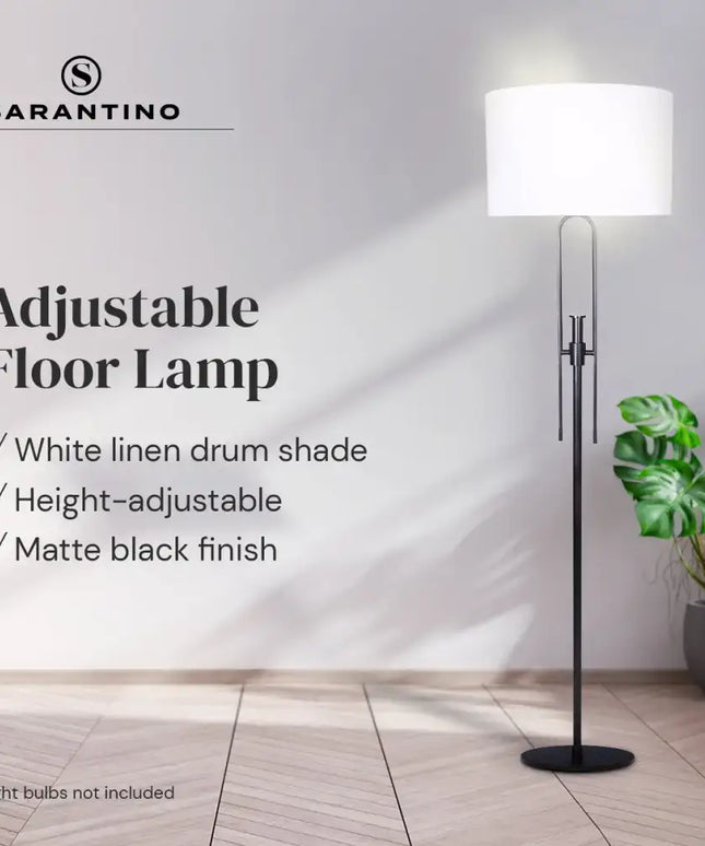 Sarantino Height-Adjustable Metal Floor Lamp Matte Black-Home & Garden > Lighting-Koala Lamps and Lighting