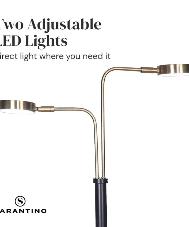 Sarantino LED Metal Floor Lamp with 2 Lights in Brushed Gold and Black Finish-Home & Garden > Lighting-Koala Lamps and Lighting
