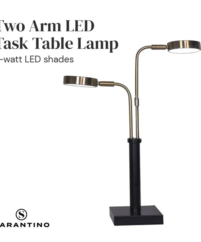 Sarantino LED Metal Table Lamp with 2 Lights Brushed Gold Black Finish-Home & Garden > Lighting-Koala Lamps and Lighting