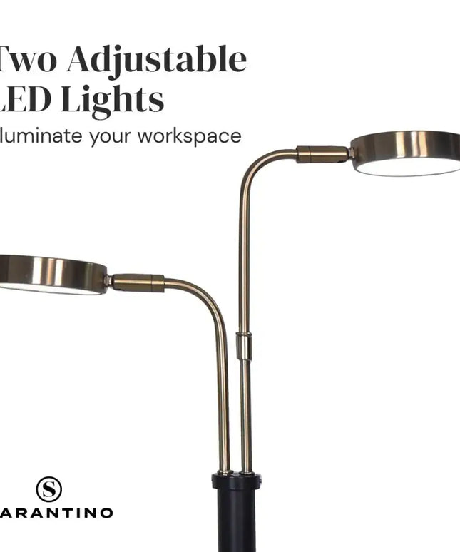 Sarantino LED Metal Table Lamp with 2 Lights Brushed Gold Black Finish-Home & Garden > Lighting-Koala Lamps and Lighting