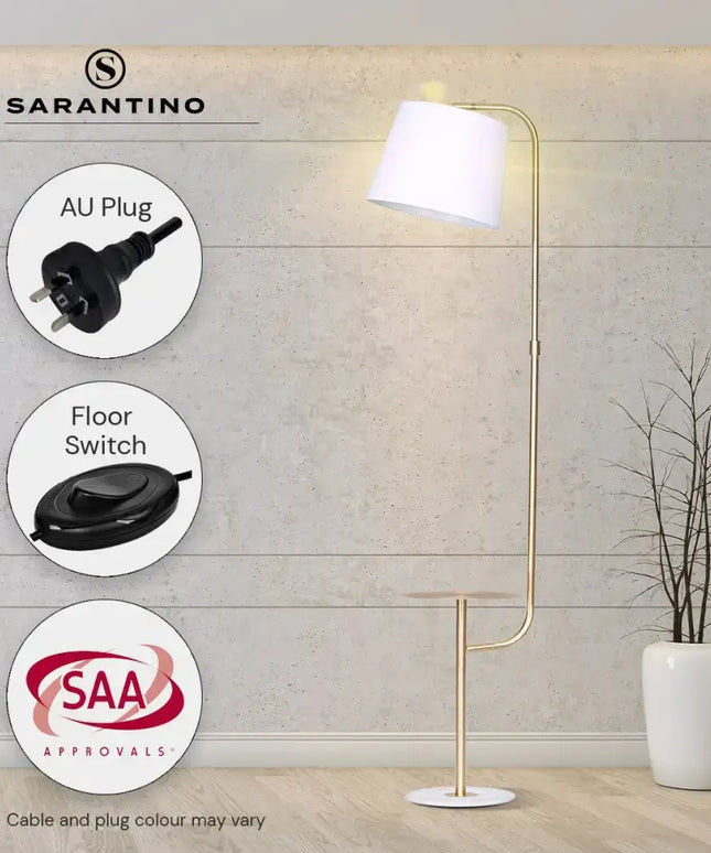 Sarantino Marble & Metal End Table Top Floor Lamp-Home & Garden > Lighting-Koala Lamps and Lighting
