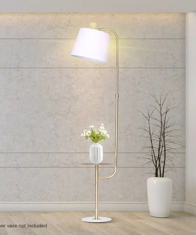 Sarantino Marble & Metal End Table Top Floor Lamp-Home & Garden > Lighting-Koala Lamps and Lighting