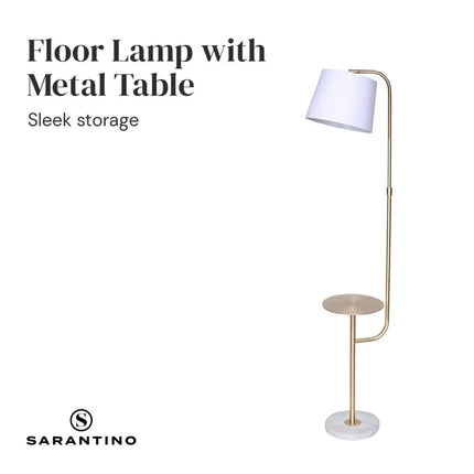Sarantino Marble & Metal End Table Top Floor Lamp-Home & Garden > Lighting-Koala Lamps and Lighting